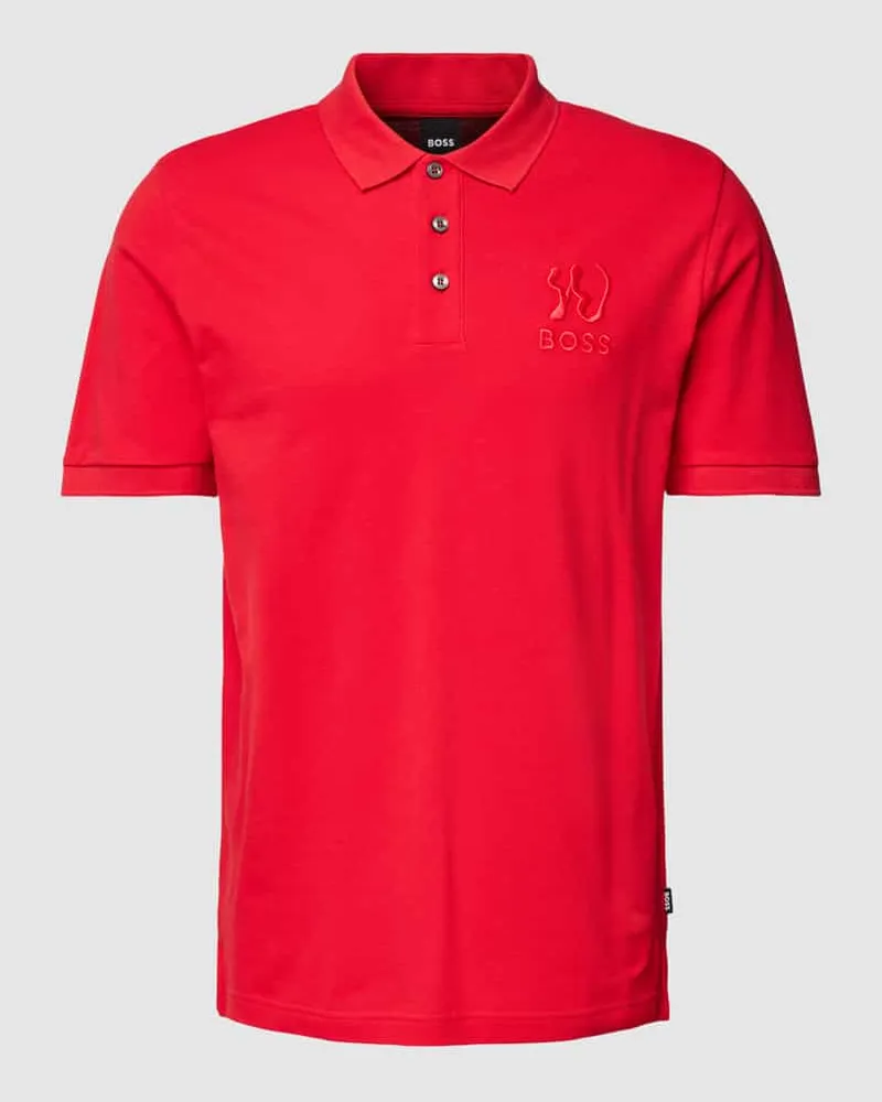 HUGO BOSS Poloshirt mit Label-Stitching Modell 'Parlay Rot