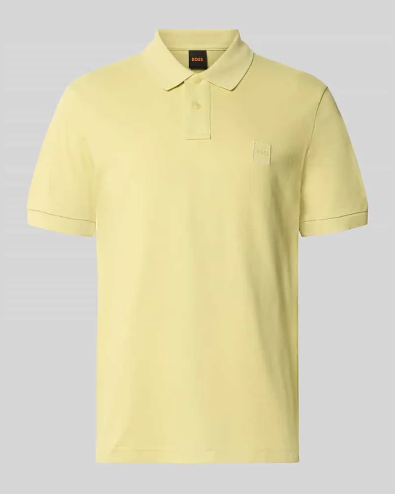 HUGO BOSS Regular Fit Poloshirt aus Baumwoll-Mix Modell 'PASSENGER Pastellgelb