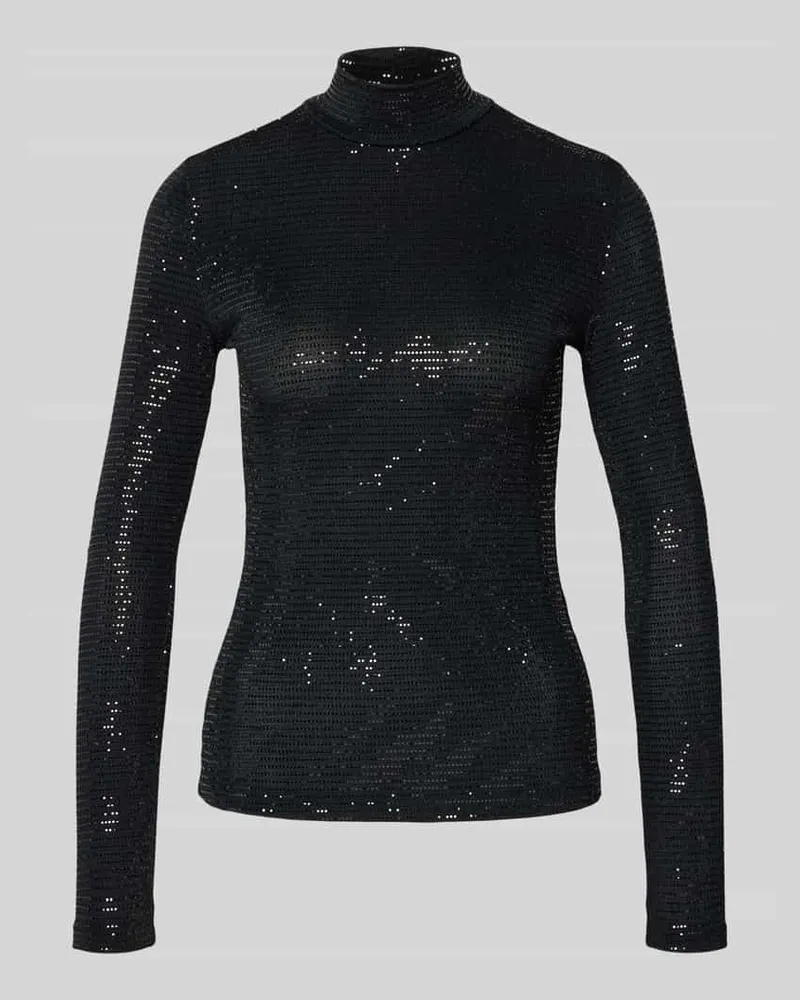 HUGO BOSS Slim Langarmshirt mit Paillettenbesatz Modell 'DRISILA Black