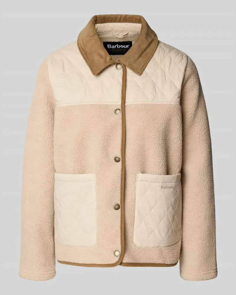 Barbour Regular Fit Fleecejacke mit Teddyfell Besatz Modell 'LAUREL Beige