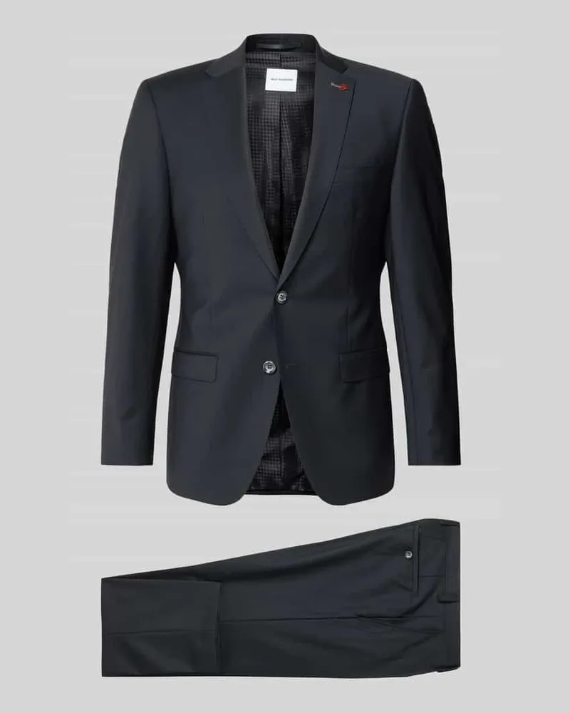Roy Robson Slim Fit Anzug aus Woll-Mix in unifarbenem Design Black