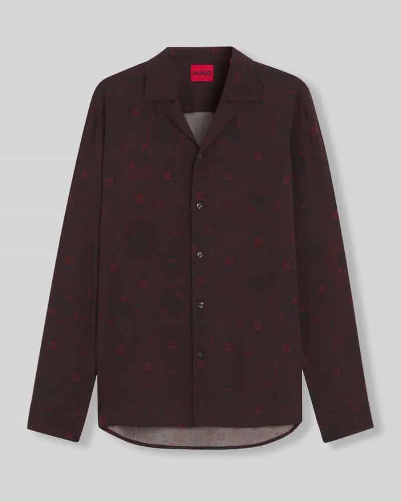 HUGO BOSS Slim Fit Freizeithemd aus Viskose Modell 'Ello Bordeaux