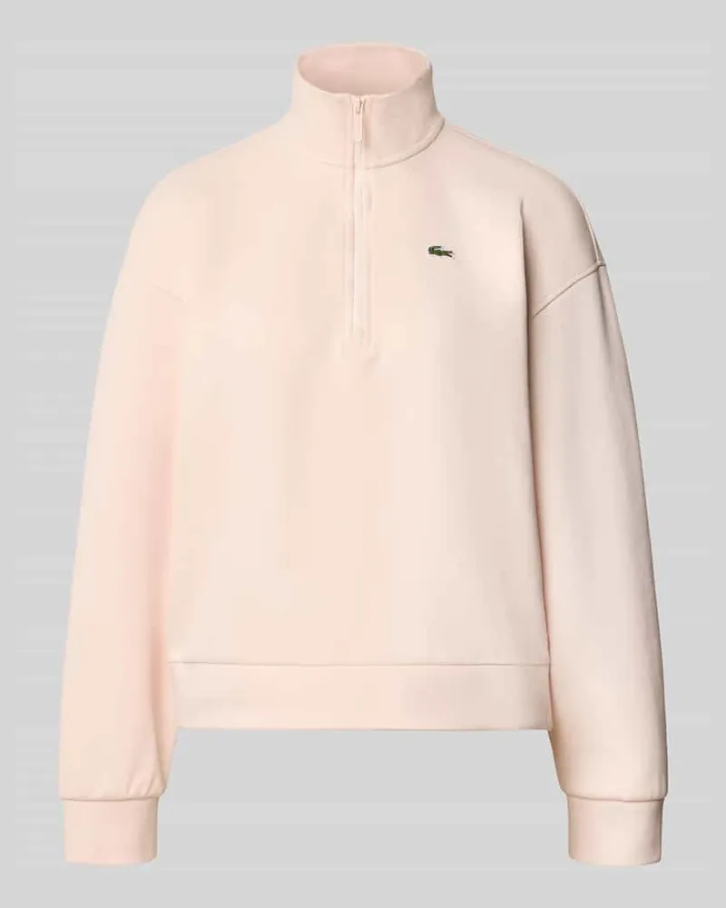 Lacoste Relaxed Fit Troyer aus Baumwoll-Mix Hellrosa