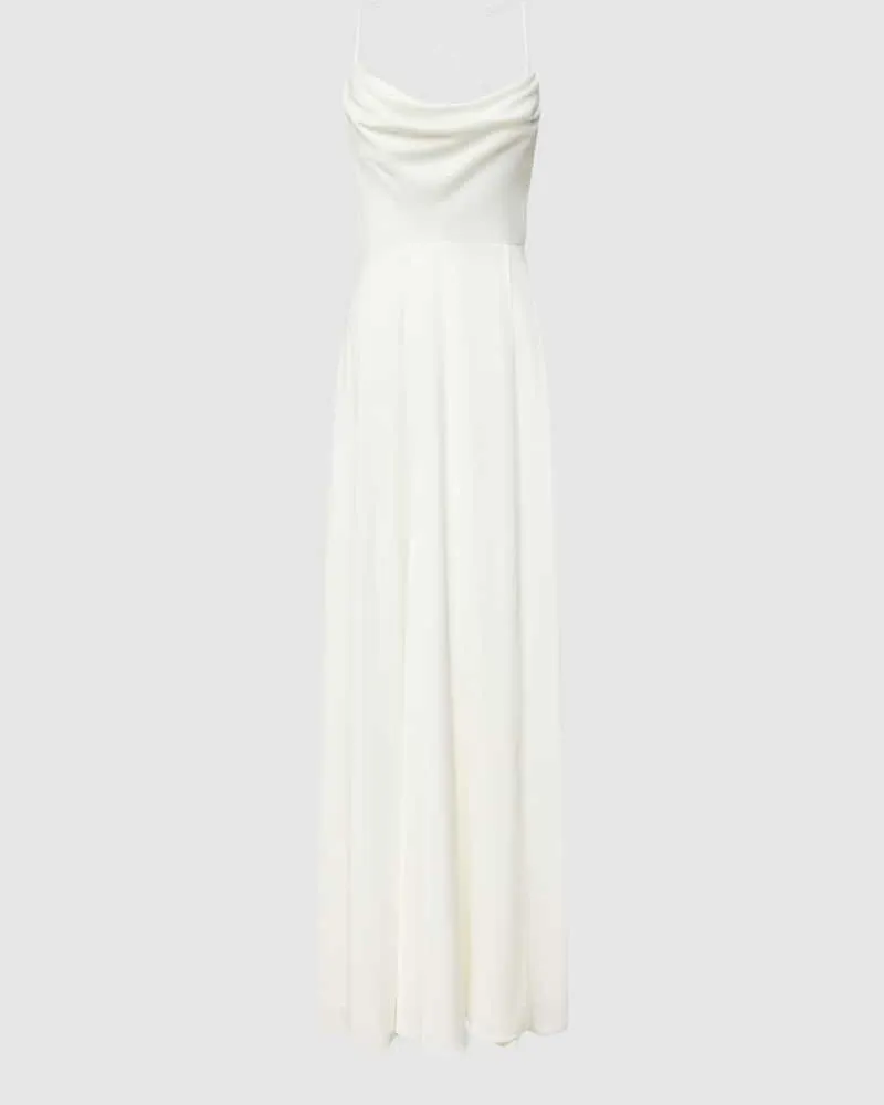 Vera Mont Abendkleid mit Wasserfall-Ausschnitt Offwhite