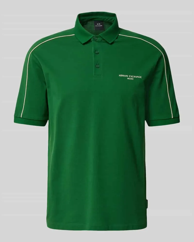 Armani Exchange Regular Fit Poloshirt mit Label-Print Gruen