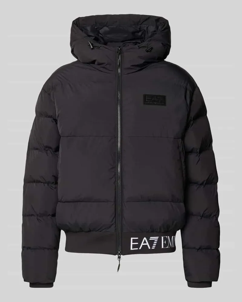 EA7 Steppjacke mit elastischem Logo-Bund Black