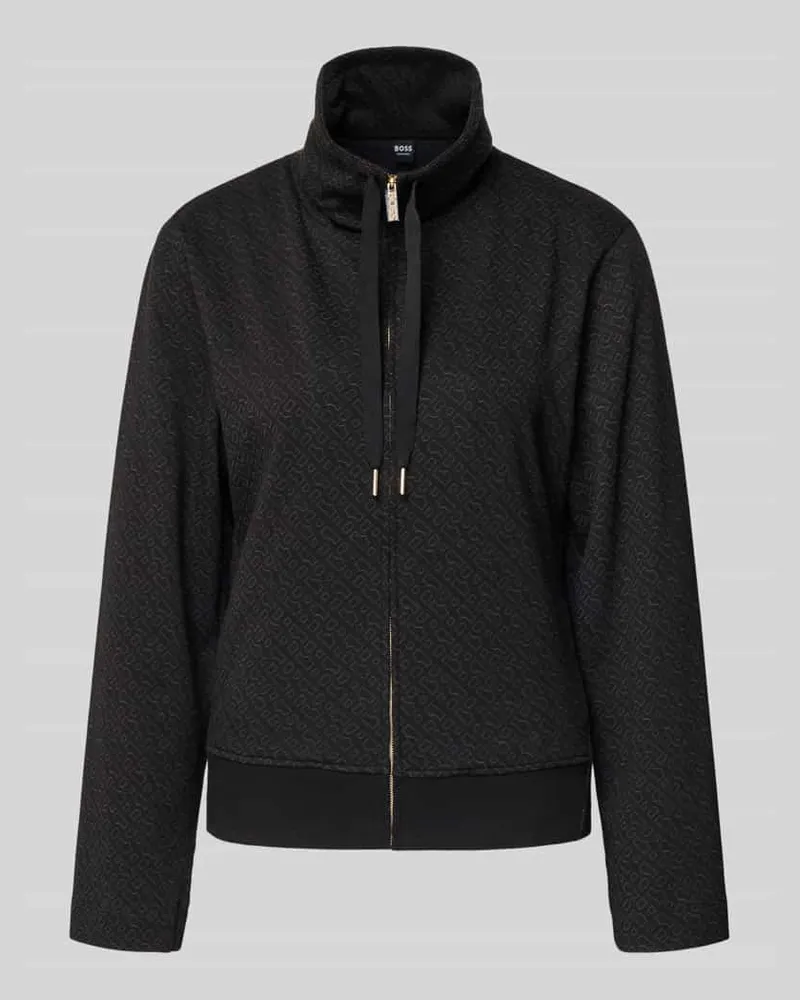HUGO BOSS Relaxed Fit Sweatjacke aus Baumwoll-Mix Modell 'MONOGRAM Black