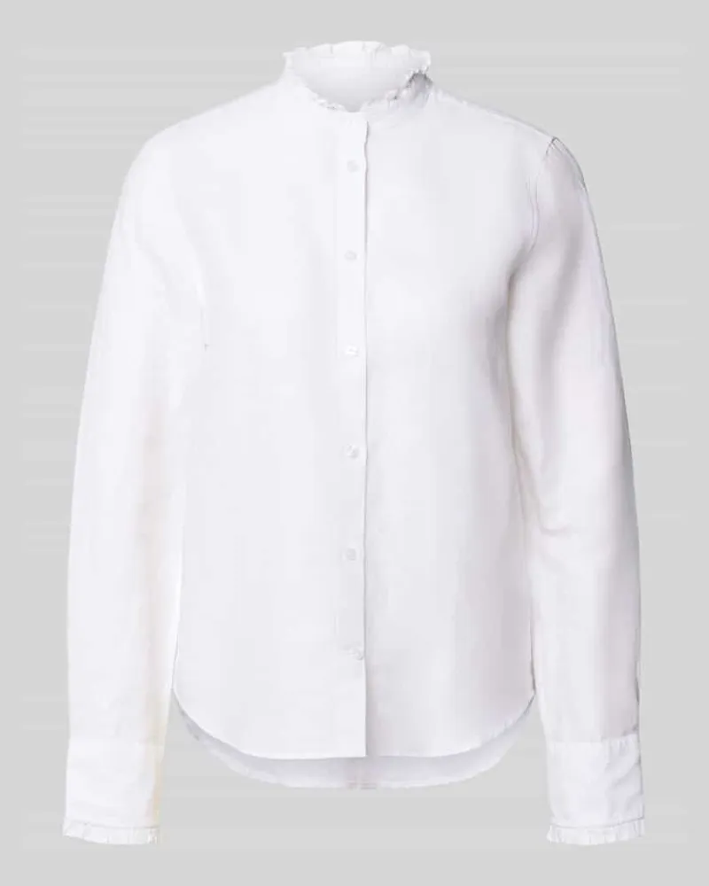 Gant Regular Fit Bluse aus Leinen-Baumwoll-Mix mit Stehkragen Weiss