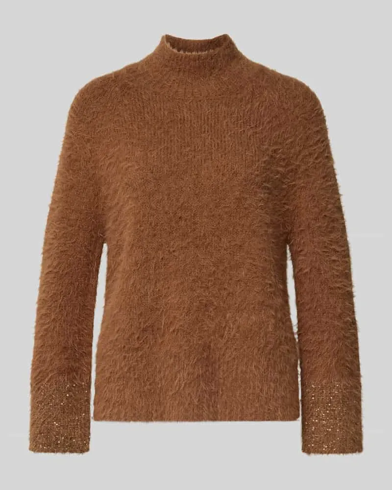 Luisa Cerano Strickpullover mit Stehkragen Camel