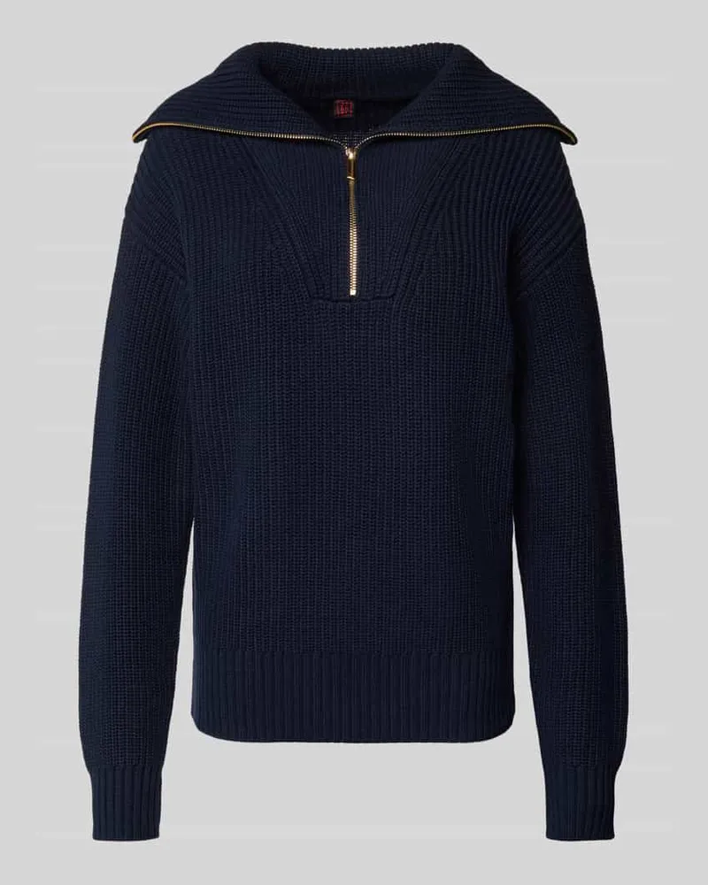 Stefanel Strickpullover mit Troyer-Kragen Marine