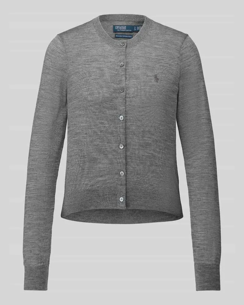 Ralph Lauren Cardigan aus Wolle mit Logo-Stitching Mittelgrau