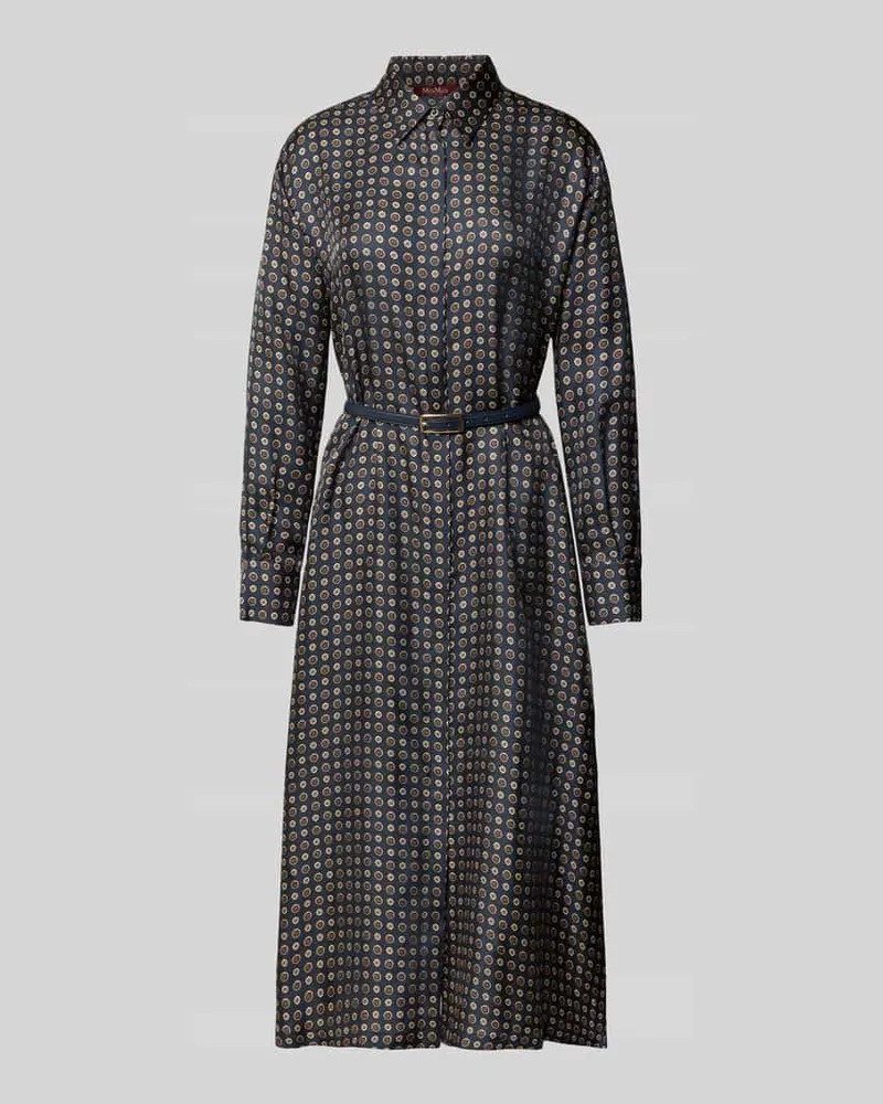 Max Mara Tailliertes Hemdblusenkleid aus reiner Seide Modell 'MISTER Marine