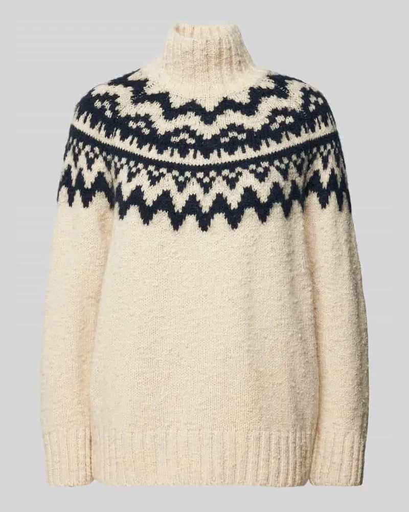 Gant Strickpullover mit Stehkragen Modell 'FAIR ISLE Offwhite