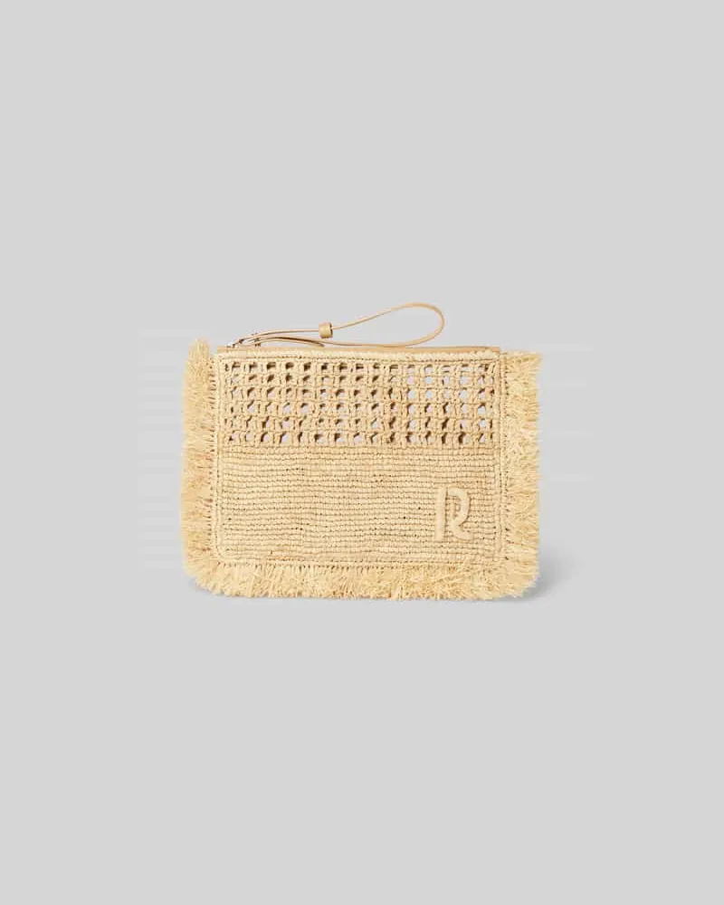 Paco Rabanne Pochette aus Bast Beige