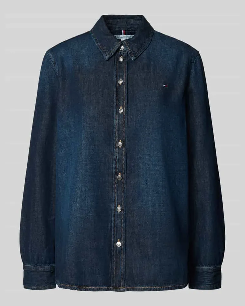 Tommy Hilfiger Regular Fit Denim-Hemdbluse aus Baumwoll-Lyocell-Mix Modell 'MILO Marine