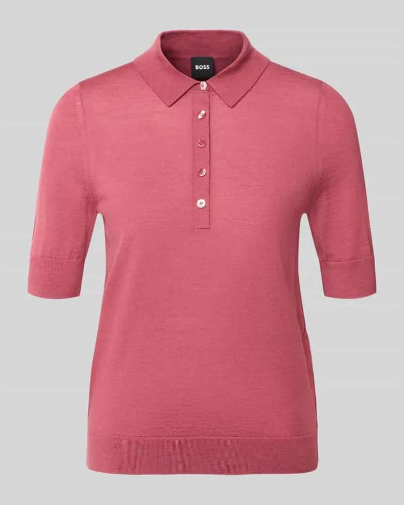 HUGO BOSS Regular Fit Poloshirt aus reiner Schurwolle Modell 'Fidenka Altrosa