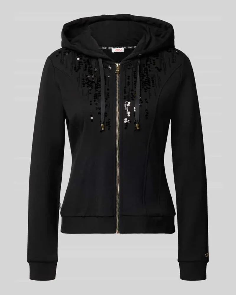 Liu Jo Sweatjacke aus Viskose-Elasthan-Mix mit Pailletten Black