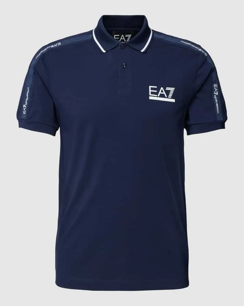 EA7 Regular Fit Poloshirt mit Label-Print Dunkelblau