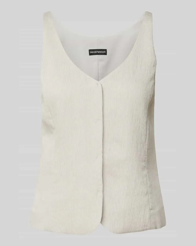 Emporio Armani Weste aus Viskose-Mix mit V-Ausschnitt Hellgrau
