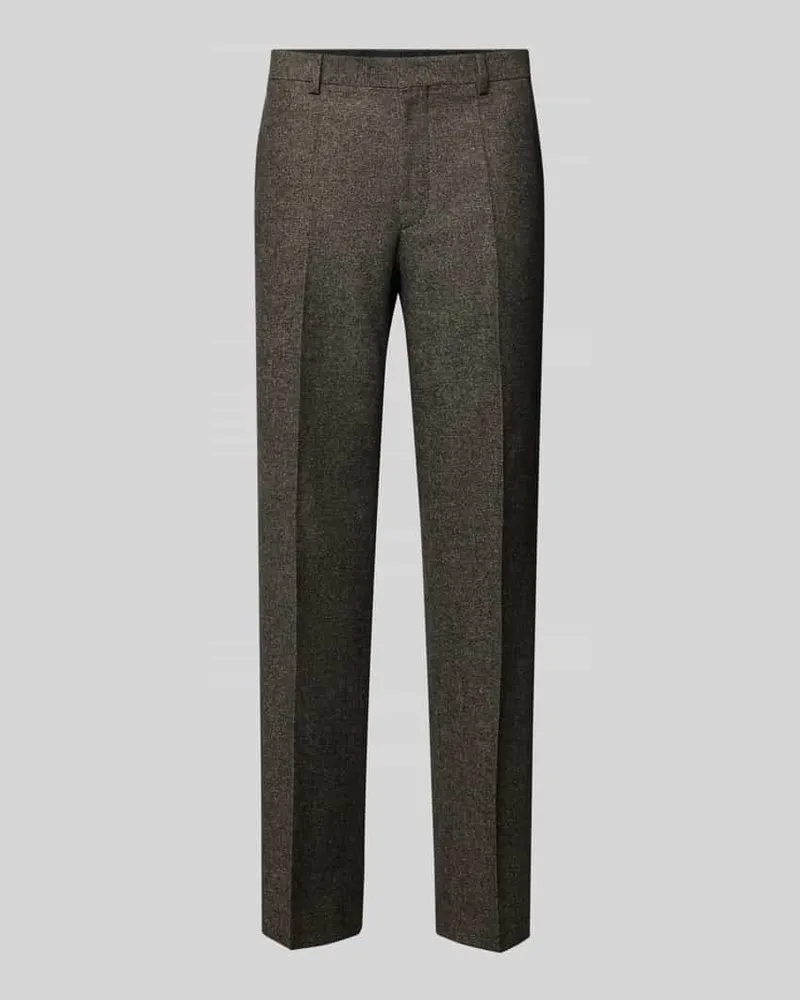 HUGO BOSS Regular Fit Anzughose aus Woll-Mix mit Seide Modell 'LEON Mittelbraun