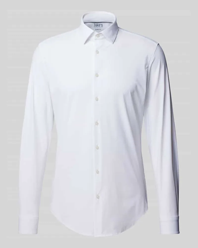 JAKE*S Slim Fit Business-Hemd mit Kentkragen Weiss