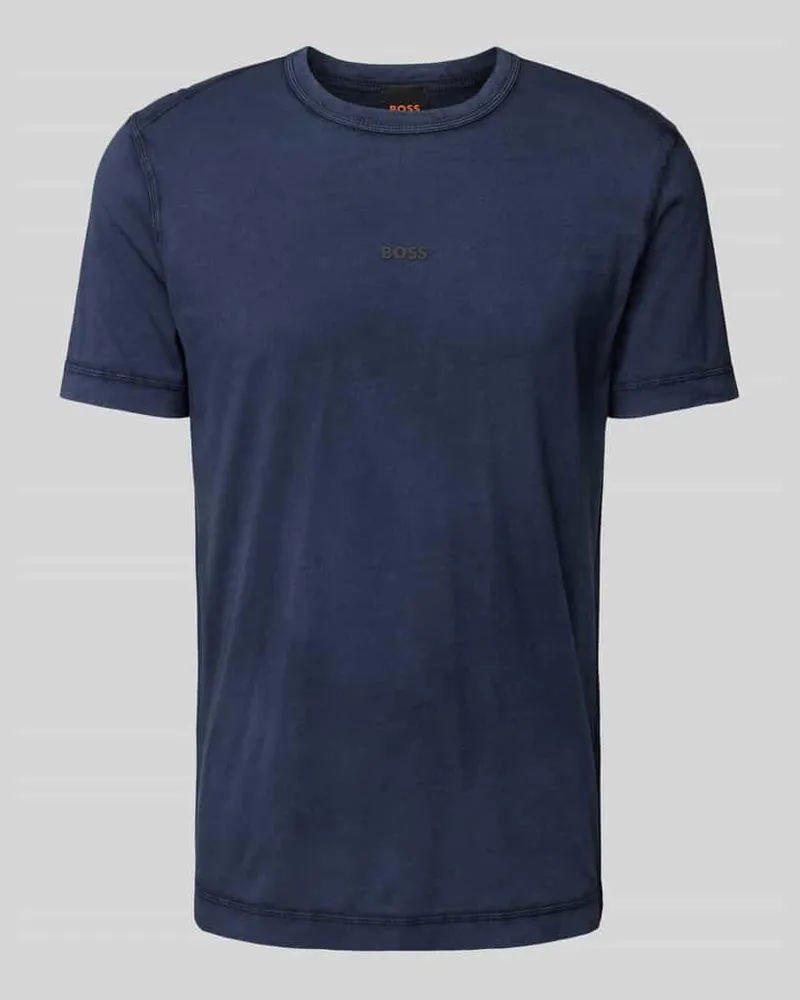 HUGO BOSS T-Shirt mit Label-Print Modell 'Tokks Dunkelblau