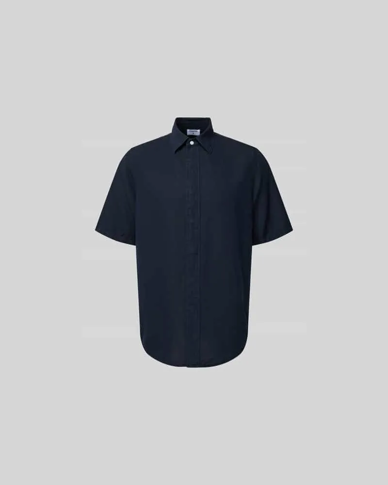 Filippa K Relaxed Fit Leinenhemd mit Kentkragen Dunkelblau