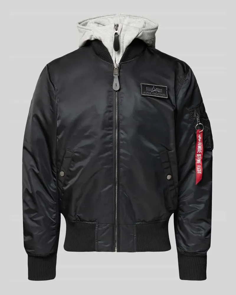Alpha Industries Bomberjacke mit Kapuze und Label-Stitching Black