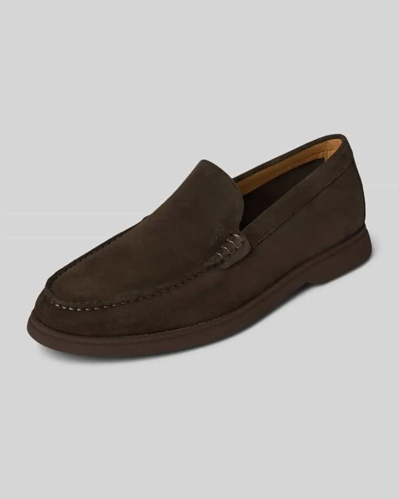 HUGO BOSS Loafer aus Veloursleder Dunkelbraun
