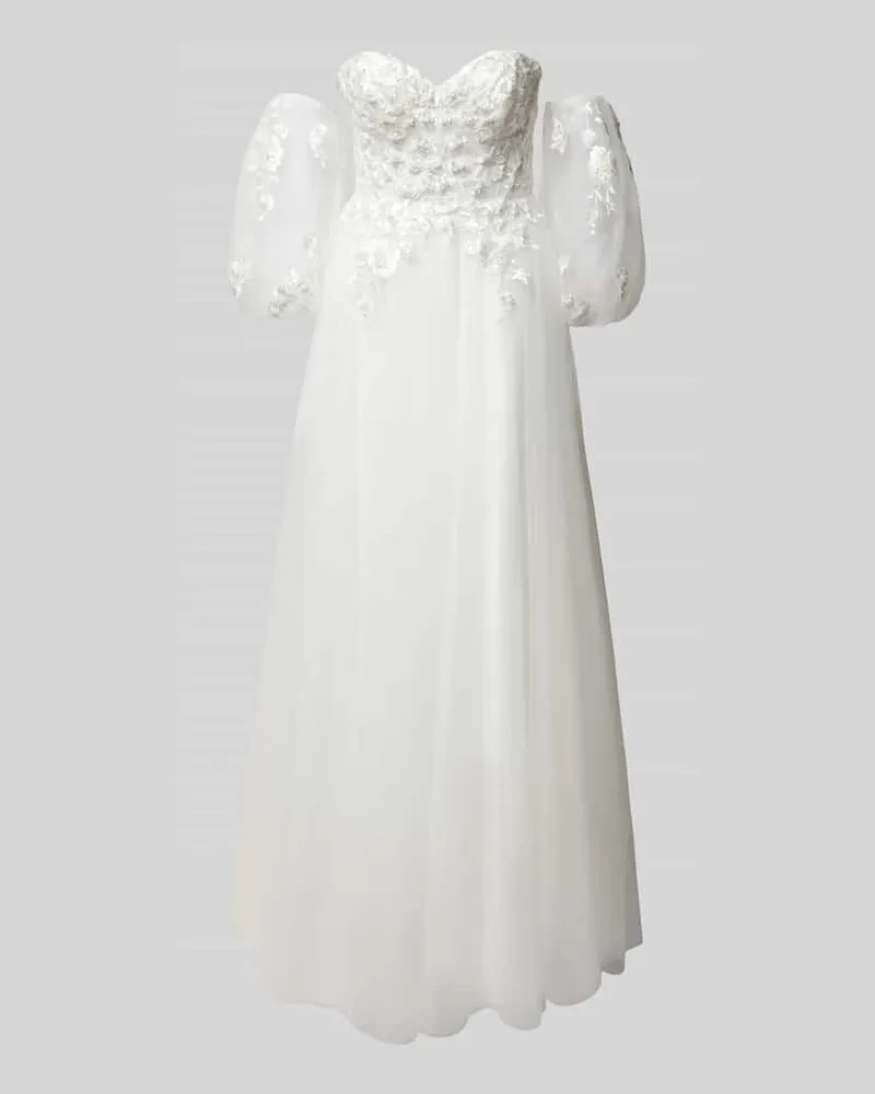 LUXUAR Off-Shoulder-Brautkleid mit Spitzenbesatz Offwhite