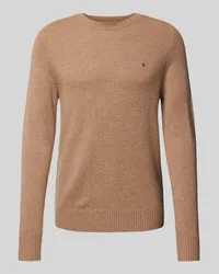 Tommy Hilfiger Wollpullover mit Logo-Stitching Camel