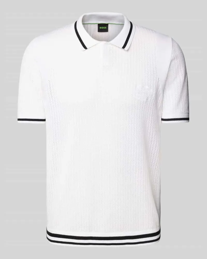 HUGO BOSS Poloshirt mit gerippten Abschlüssen Weiss