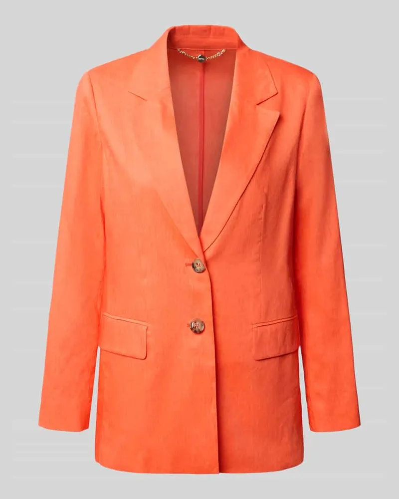 Marc Cain Blazer aus Leinen-Mix mit Pattentaschen Koralle