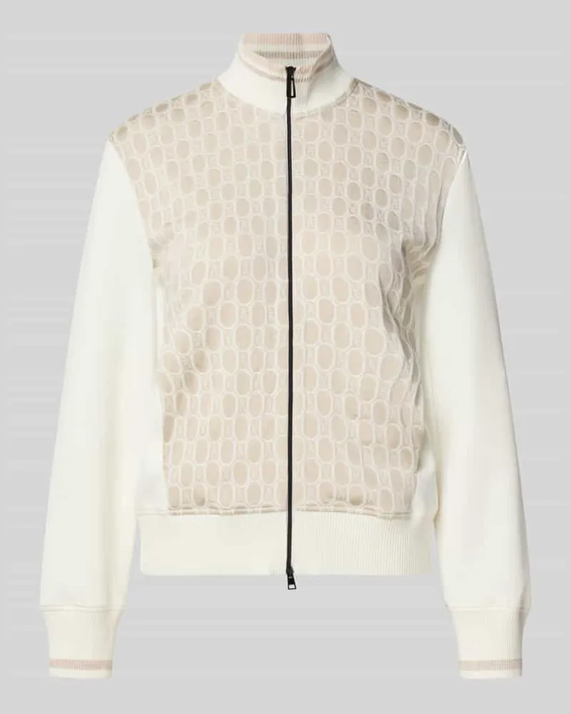 Marc Cain Sweatjacke aus Viskose-Mix mit Zweiwege-Reißverschluss Offwhite