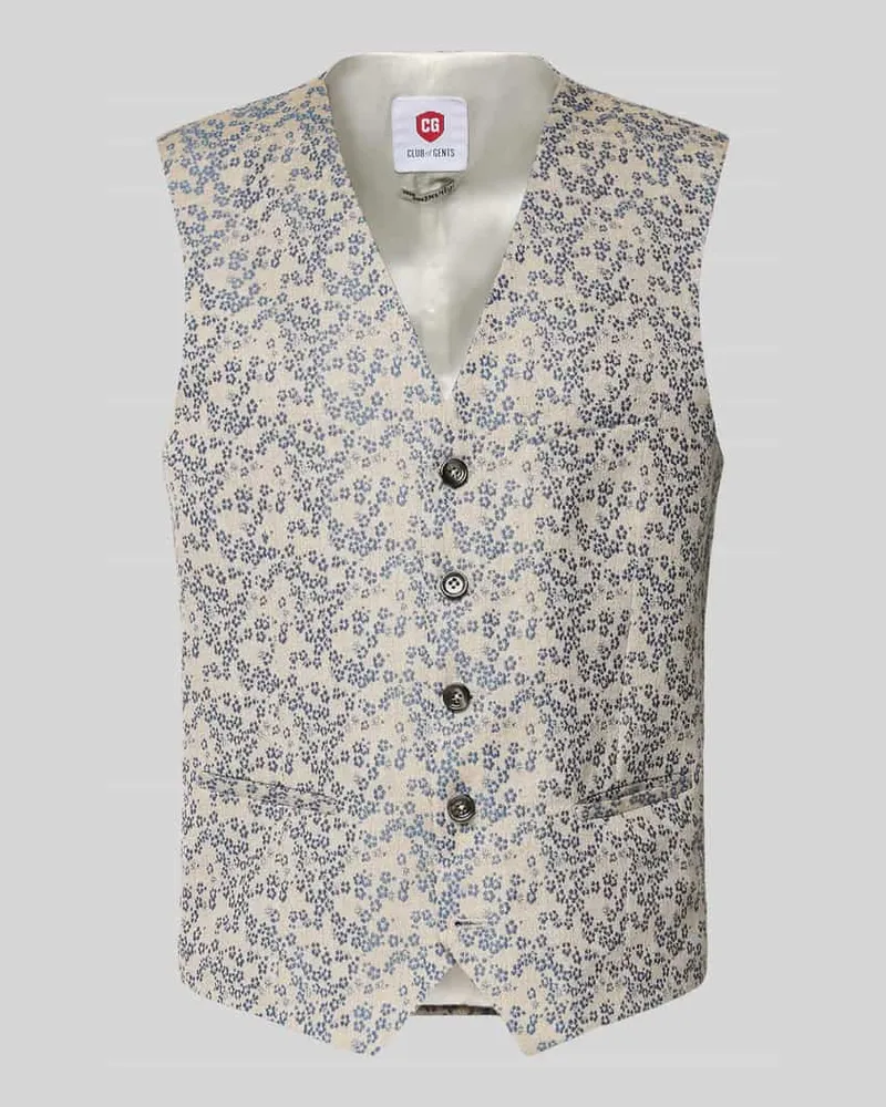 CG Regular Fit Weste mit floralem Allover-Stitching Beige