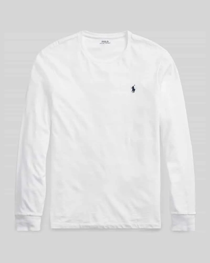 Ralph Lauren Custom Slim Fit Longsleeve mit Label-Stitching Weiss