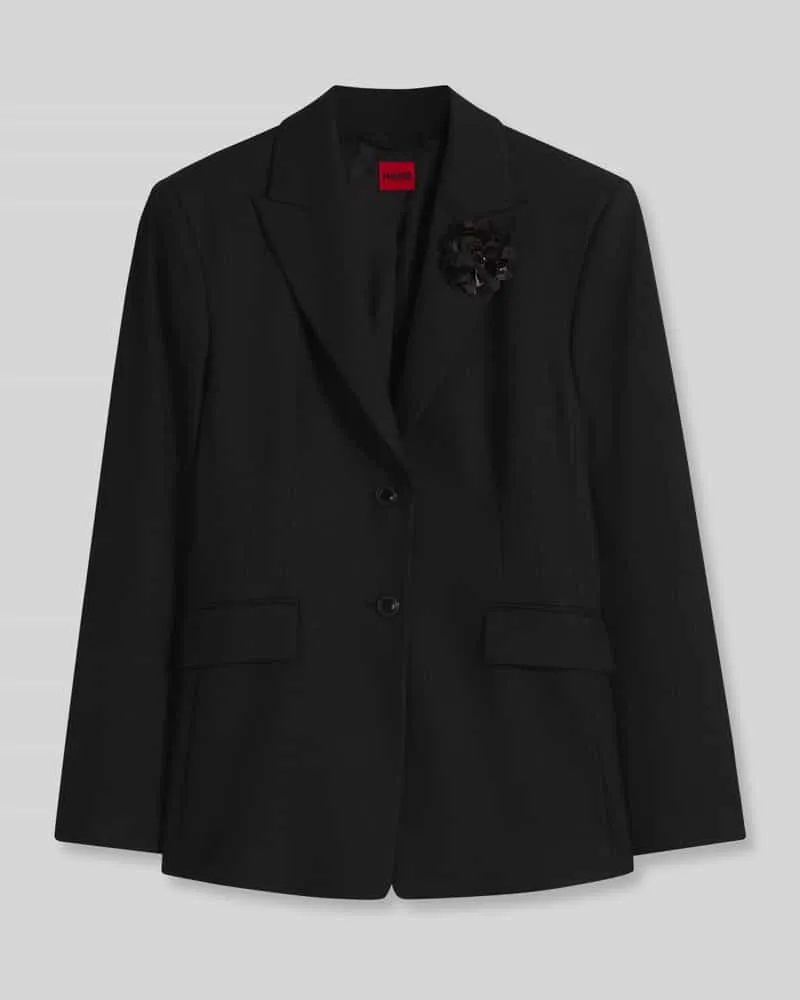 HUGO BOSS Regular Fit Longblazer aus Viskose-Mix Black