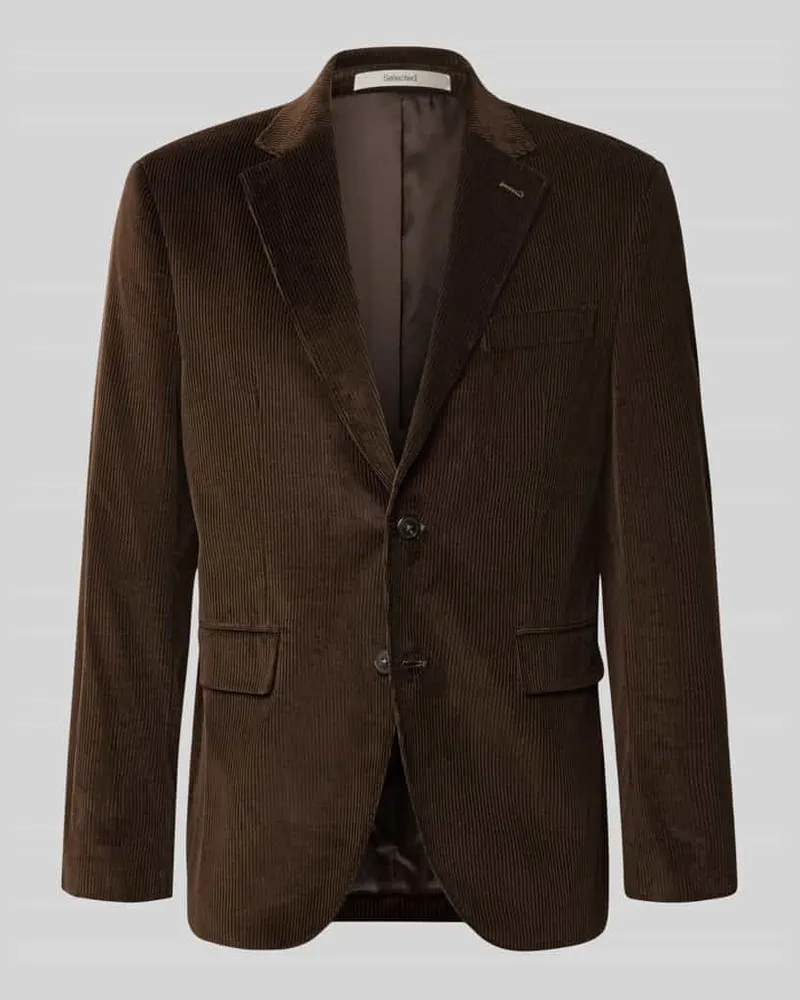 Selected Regular Fit Sakko mit Cordstruktur Dunkelbraun