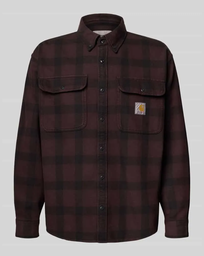 Carhartt WIP Regular Fit Freizeithemd mit Logo-Patch Modell 'Edmands Bordeaux
