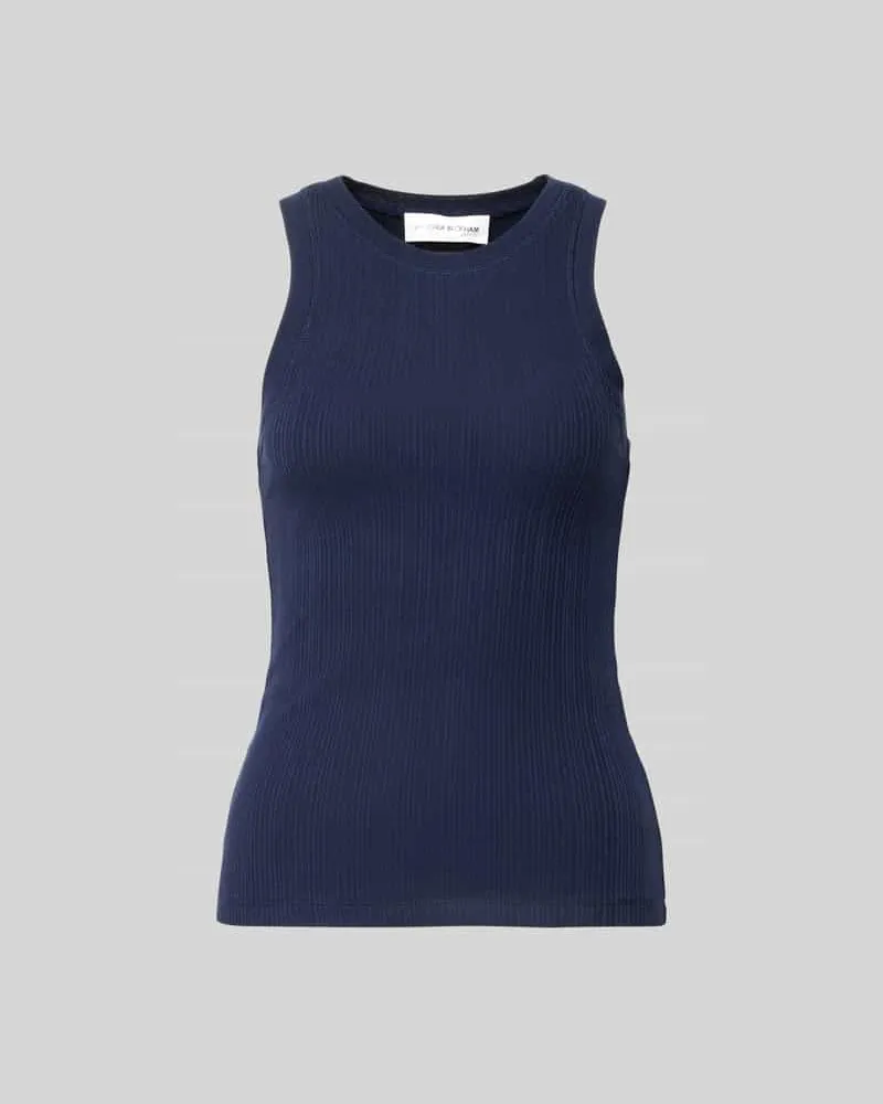 Victoria Beckham Slim Fit Top mit Rundhalsausschnitt Marine