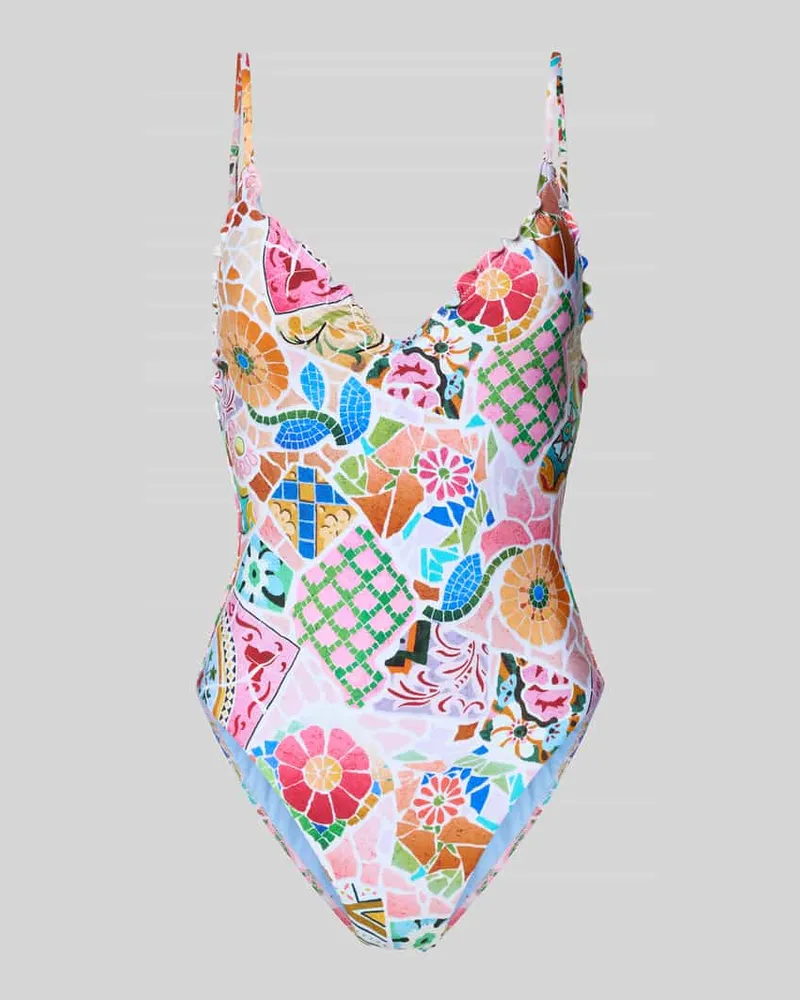Seafolly Australia Slim Fit Badeanzug mit Rüschenbesatz Modell 'BOHÈME Rosa