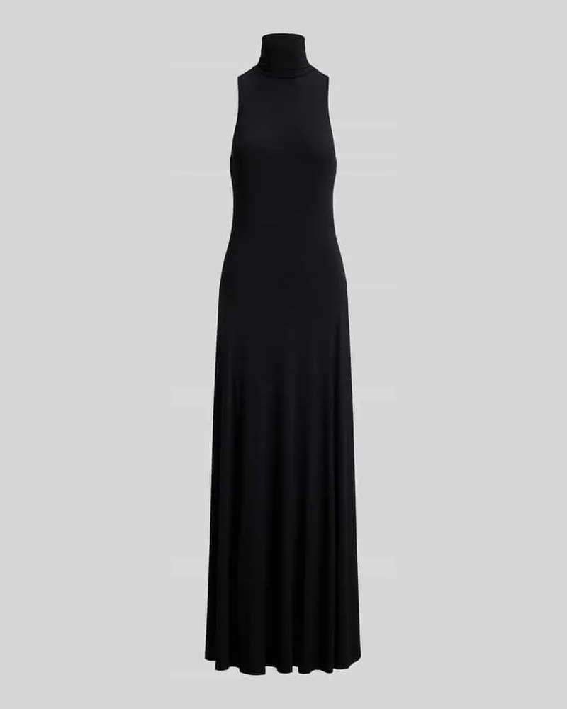 Ralph Lauren Figurbetontes Abendkleid mit hohem Kragen Black