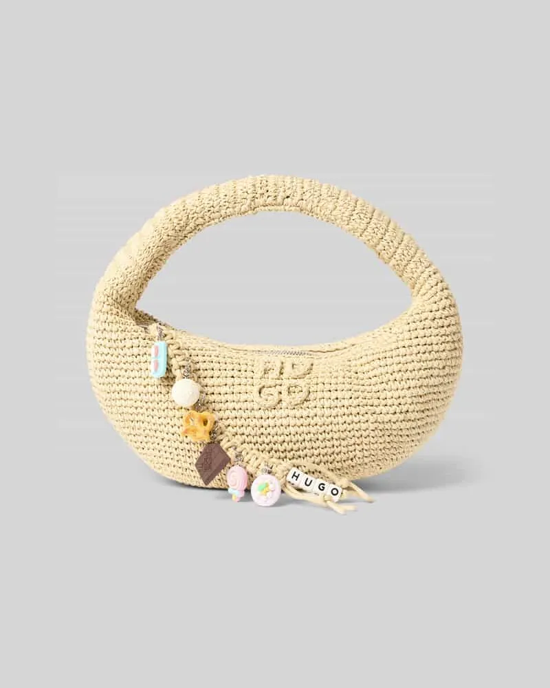 HUGO BOSS Henkeltasche aus Strohgeflecht Modell 'ZEYA Ecru