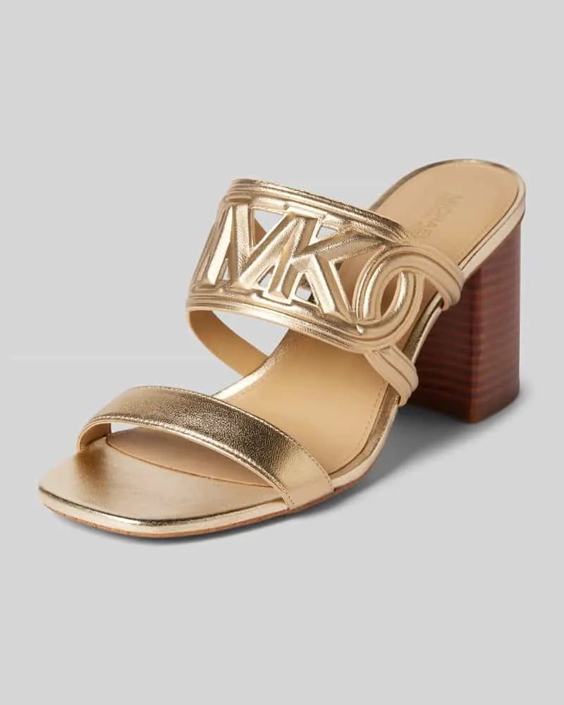 Michael Kors Ledersandalette mit Blockabsatz Modell 'ALMA Gold