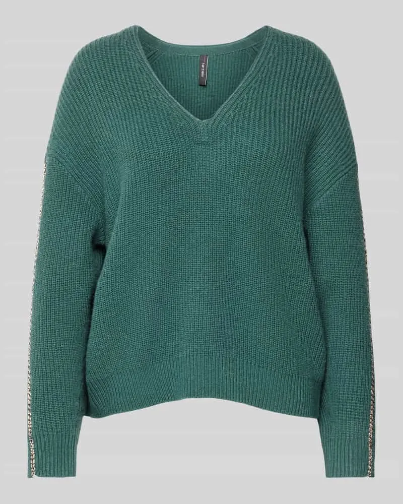 Marc Cain Strickpullover aus Lanawolle mit V-Ausschnitt Dunkelgruen