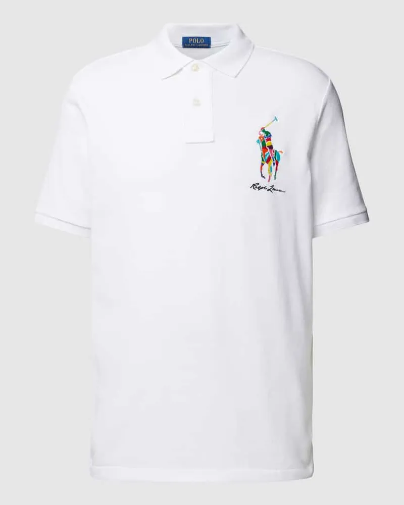 Ralph Lauren Classic Fit Poloshirt mit Label-Stitching Weiss