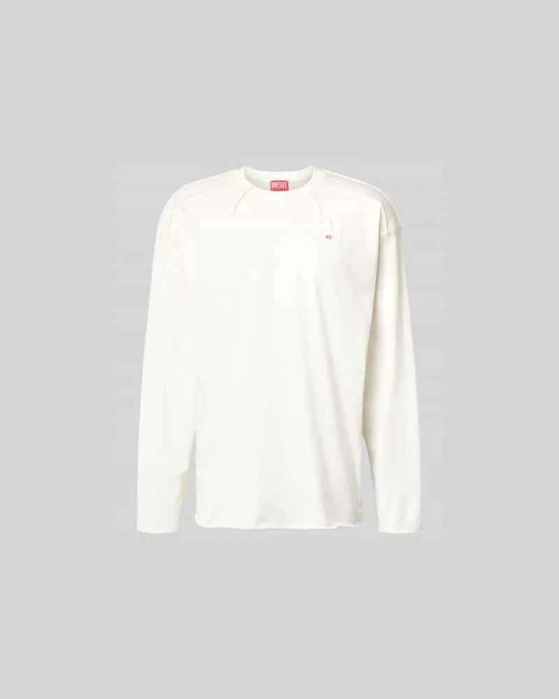 Diesel Longsleeve mit Label-Stitching Weiss