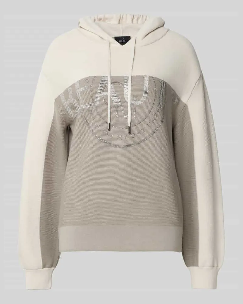 monari Hoodie mit Strasssteinbesatz Taupe