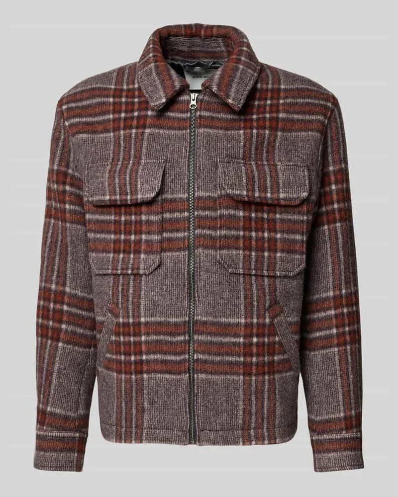 Wood Wood Wolljacke mit Kentkragen Modell 'Lam Rostrot