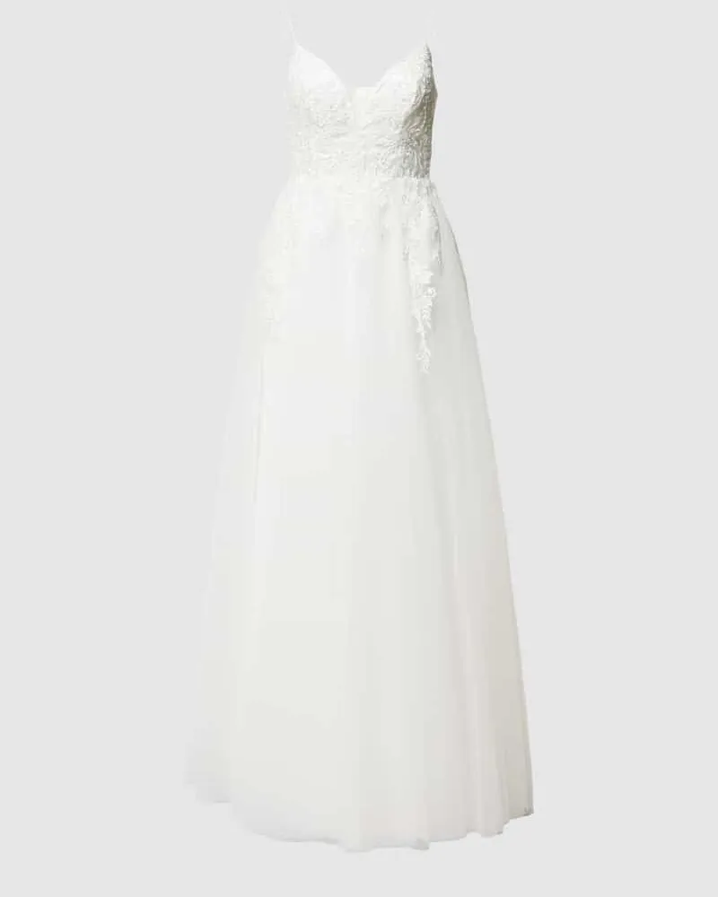 LUXUAR Brautkleid mit Details aus Spitze Offwhite